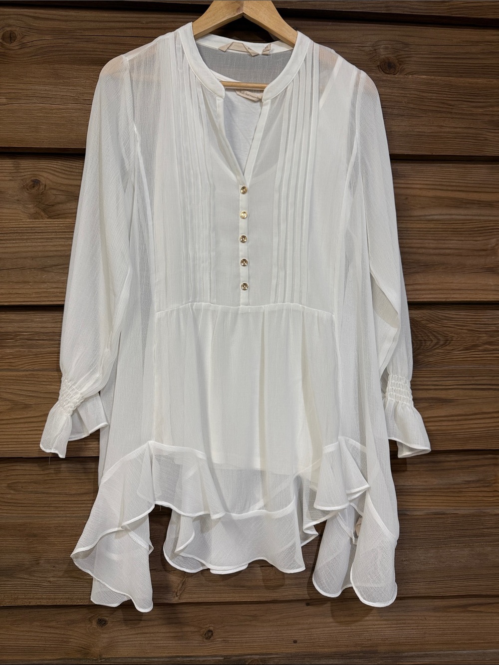 Soft Surroundings White Ruffled Peasant Tunic